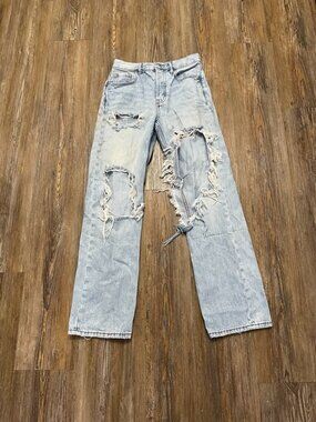 Aeropostale Distressed Jeans - Women Size 4 Regular - 90's Baggy- Button Fly